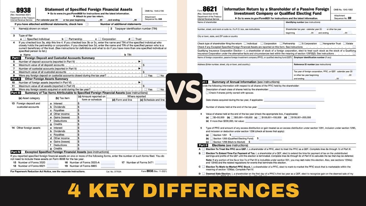 Form 8938 and Form 8621: 4 Key Differences to Avoid Filing Mistakes